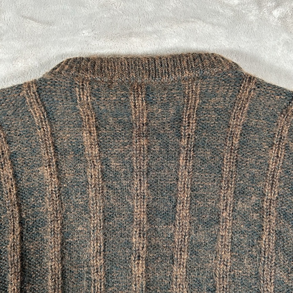 VTG Jordache Cable Knit Sweater Mens M Brown Mohair Wool Coogi-Style 3D Textured - Picture 10 of 15